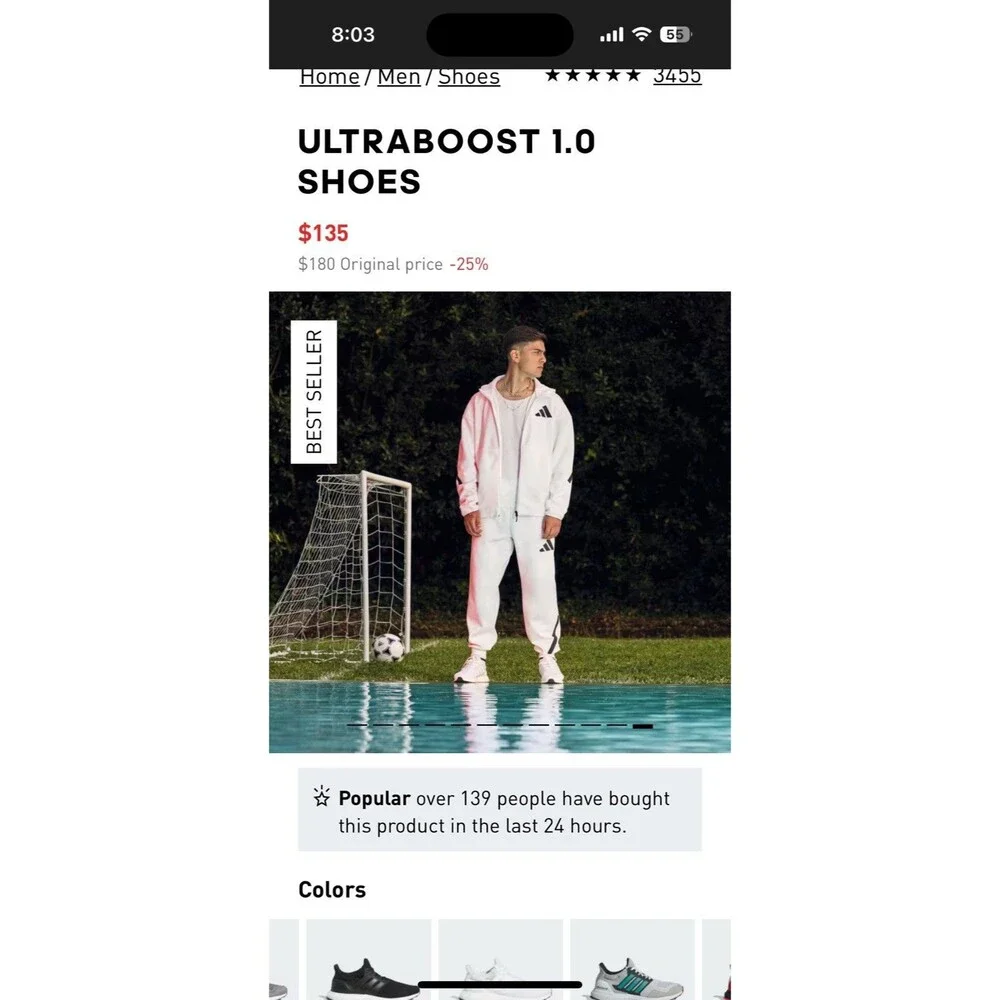 New Mens Adidas Ultraboost 1.0 Cloud white Shoes Size 7.5 Retail $180